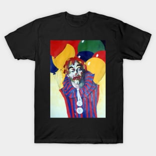 Rainbow Clown with Balloons- Painting by Avril Thomas Adelaide Artist T-Shirt